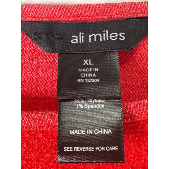 Ali Miles Womens Orange Knit Three Quarters Sleeves Scoop Neck Side Slits Sze XL - Picture 7 of 9